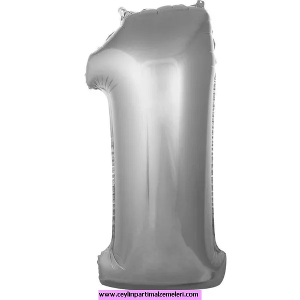 1 Rakam Gümüş Folyo Balon